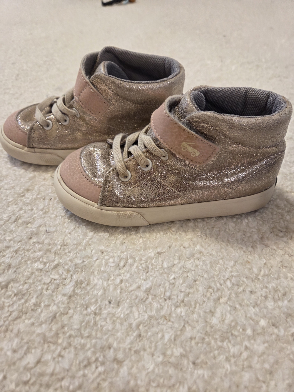 See Kai Run Size 8T Glitter High-Top Sneakers - Pink/Gold
